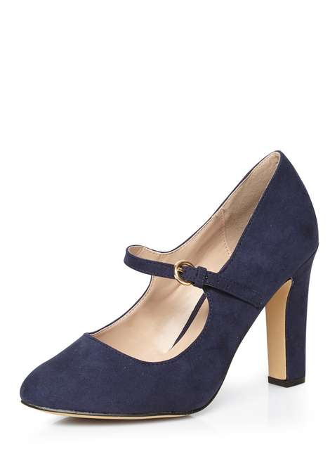 Wide Fit Navy 'Whoop' Mary Jane Court Shoes